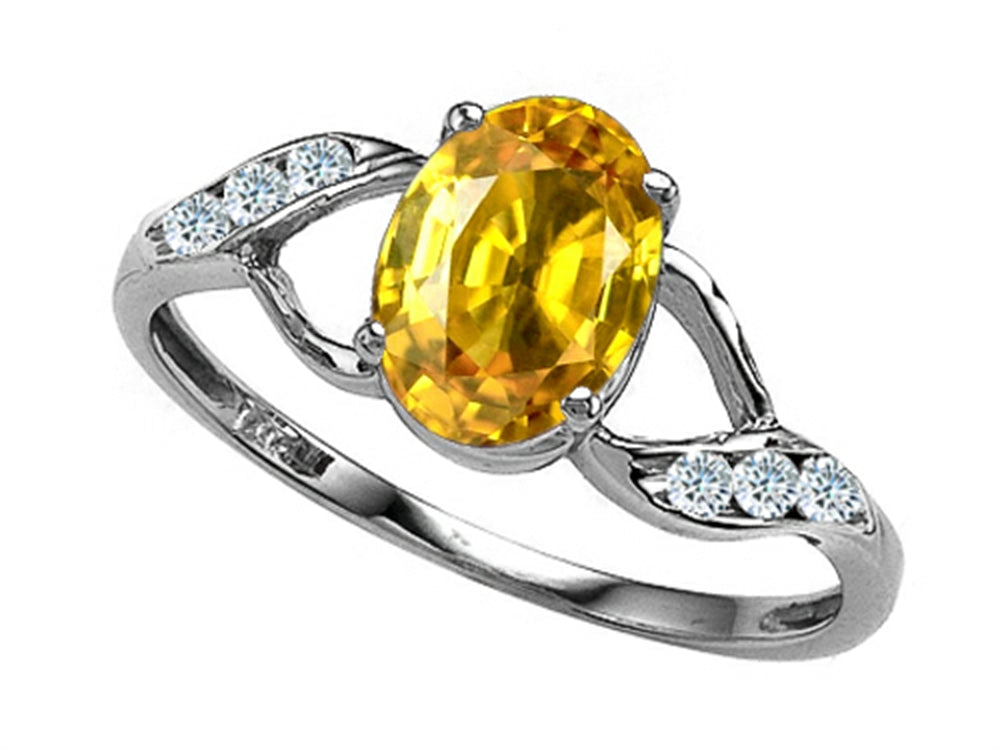Tommaso Design Oval 8x6mm Genuine Yellow Sapphire Ring
