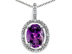Tommaso Design™ Oval 9x7mm Genuine Amethyst Pendant Necklace