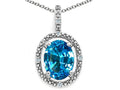 Tommaso Design™ Oval 9x7mm Genuine Blue Topaz Pendant Necklace