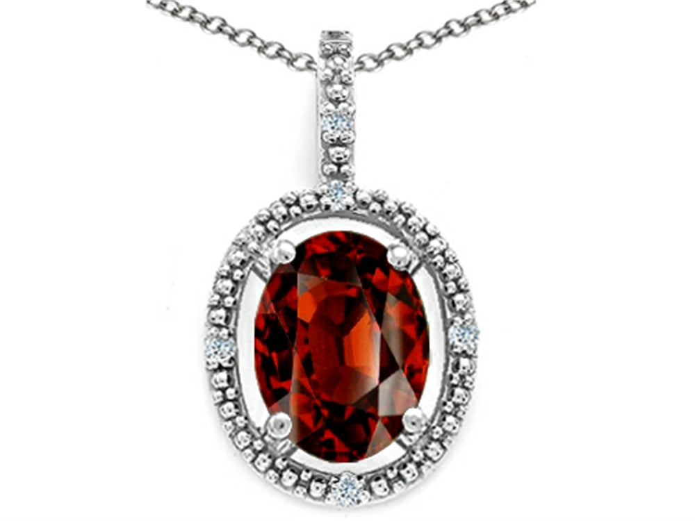 Tommaso Design™ Oval 9x7mm Genuine Garnet Pendant Necklace
