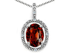 Tommaso Design™ Oval 9x7mm Genuine Garnet Pendant Necklace