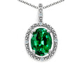 Tommaso Design™ Oval 9x7mm Simulated Emerald Pendant Necklace