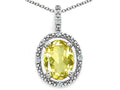 Tommaso Design™ Oval 9x7mm Genuine Lemon Quartz Pendant Necklace