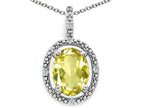 Tommaso Design™ Oval 9x7mm Genuine Lemon Quartz Pendant Necklace