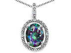 Tommaso Design™ Oval 9x7mm Rainbow Mystic Topaz Pendant Necklace