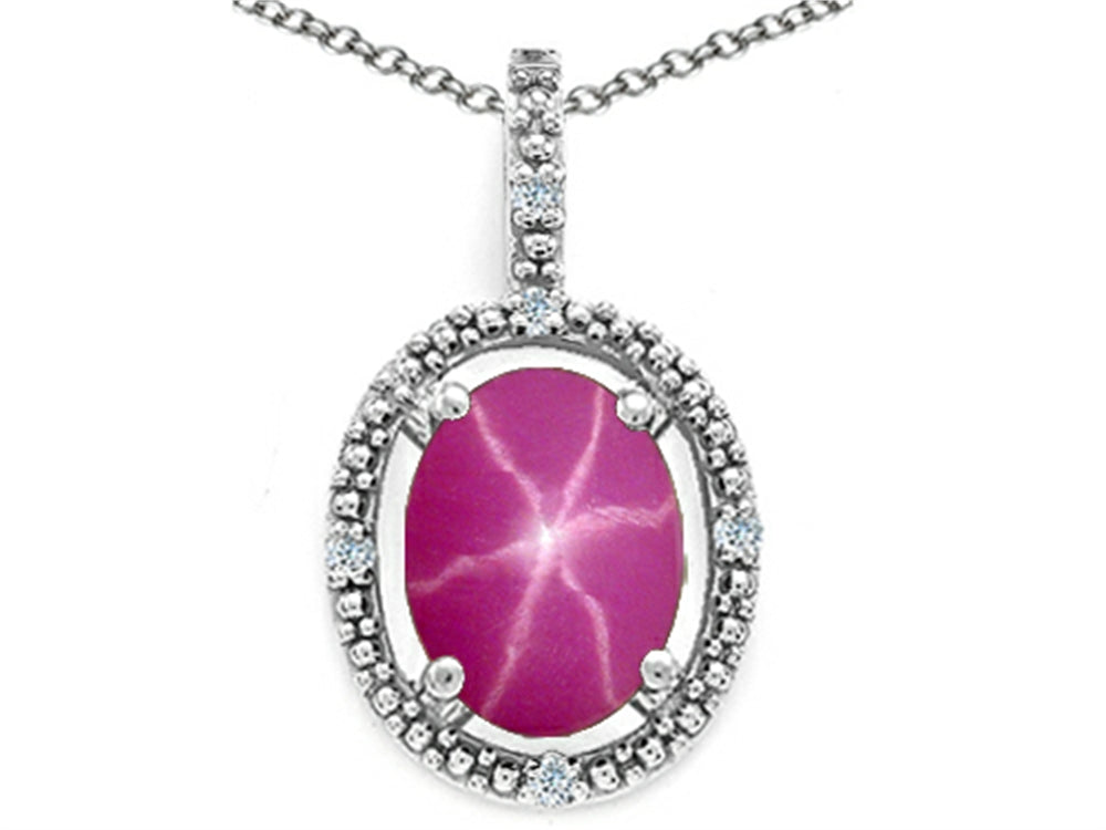 Tommaso Design™ Oval 9x7mm Created Star Ruby Pendant Necklace