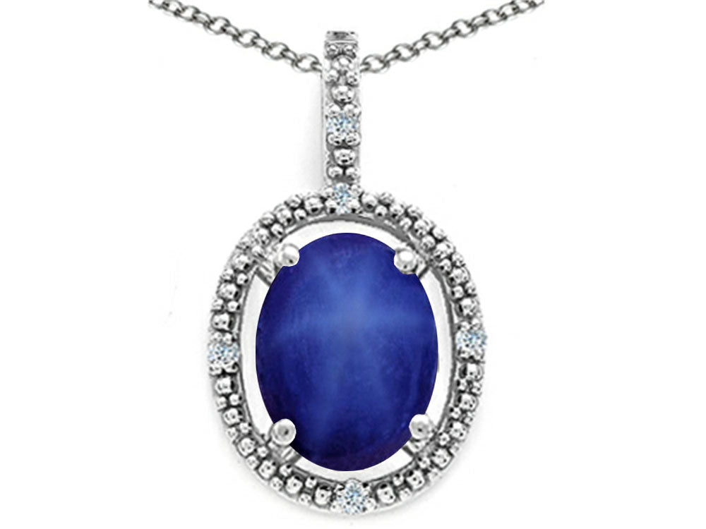 Tommaso Design™ Oval 9x7mm Created Star Sapphire Pendant Necklace