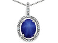 Tommaso Design™ Oval 9x7mm Created Star Sapphire Pendant Necklace