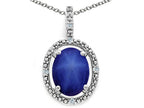 Tommaso Design™ Oval 9x7mm Created Star Sapphire Pendant Necklace