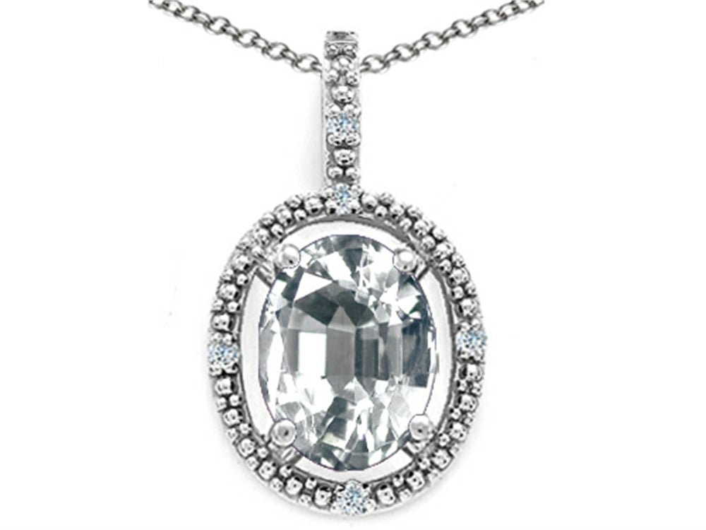 Tommaso Design™ Oval 9x7mm Genuine White Topaz Pendant Necklace