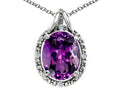 Tommaso Design™ Oval 10x8mm Genuine Amethyst Pendant Necklace