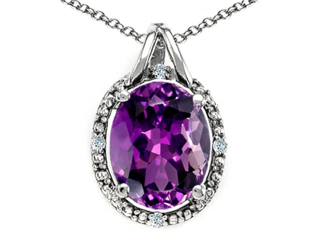 Tommaso Design™ Oval 10x8mm Genuine Amethyst Pendant Necklace
