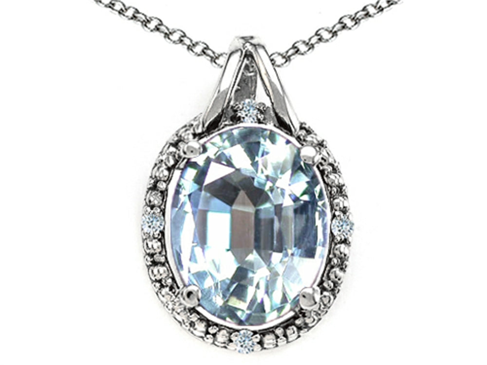 Tommaso Design™ Oval 10x8mm Genuine Aquamarine Pendant Necklace