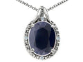 Tommaso Design™ Oval 10x8mm Genuine Black Sapphire Pendant Necklace