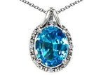 Tommaso Design™ Oval 10x8mm Genuine Blue Topaz Pendant Necklace
