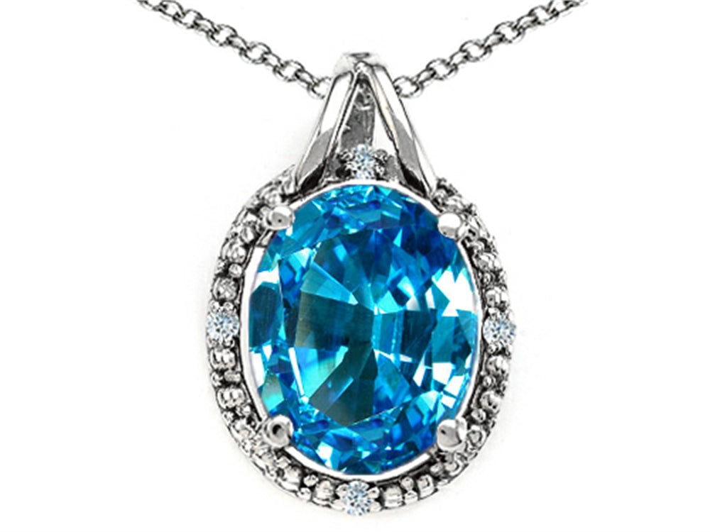 Tommaso Design™ Oval 10x8mm Genuine Blue Topaz Pendant Necklace