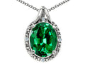 Tommaso Design™ Oval 10x8mm Simulated Emerald Pendant Necklace