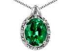 Tommaso Design™ Oval 10x8mm Simulated Emerald Pendant Necklace