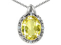 Tommaso Design™ Oval 10x8mm Genuine Lemon Quartz Pendant Necklace