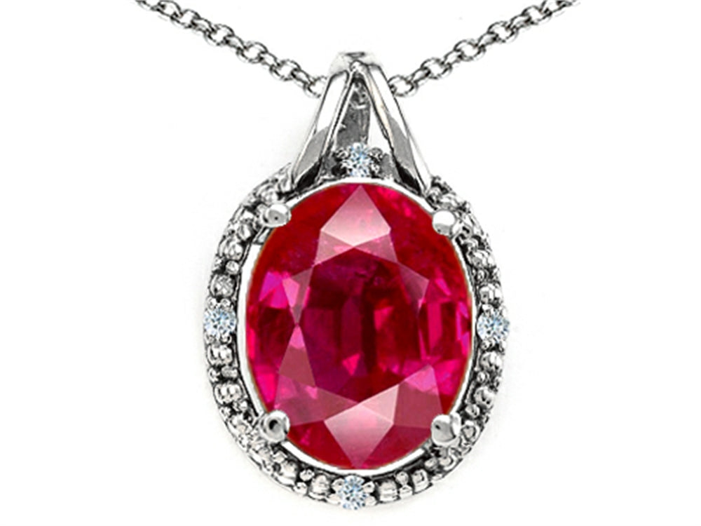 Tommaso Design™ Oval 10x8mm Created Ruby Pendant Necklace