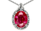 Tommaso Design™ Oval 10x8mm Created Ruby Pendant Necklace
