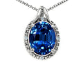 Tommaso Design™ Oval 10x8mm Created Blue Sapphire Pendant Necklace
