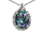 Tommaso Design™ Oval 10x8mm Mystic Rainbow Topaz Pendant Necklace