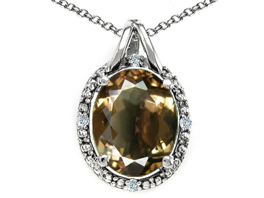 Tommaso Design™ Oval 10x8mm Genuine Smoky Quartz Pendant Necklace