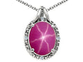 Tommaso Design™ Oval 10x8mm Created Star Ruby Pendant Necklace