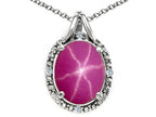 Tommaso Design™ Oval 10x8mm Created Star Ruby Pendant Necklace