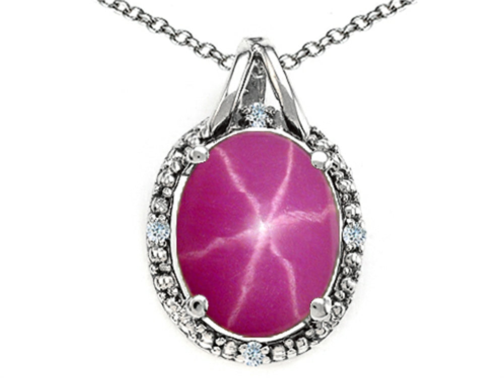 Tommaso Design™ Oval 10x8mm Created Star Ruby Pendant Necklace
