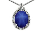 Tommaso Design™ Oval 10x8mm Created Star Sapphire Pendant Necklace