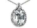 Tommaso Design™ Oval 10x8mm Genuine White Topaz Pendant Necklace