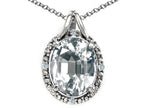 Tommaso Design™ Oval 10x8mm Genuine White Topaz Pendant Necklace