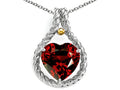 Genuine Heart Shape 10mm Garnet Pendant Necklace