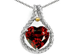Genuine Heart Shape 10mm Garnet Pendant Necklace