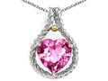 Simulated Heart Shape 10mm Pink Topaz Pendant Necklace
