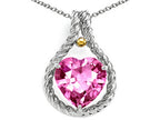 Simulated Heart Shape 10mm Pink Topaz Pendant Necklace