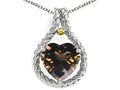 Genuine Heart Shape 10mm Smoky Quartz Pendant Necklace