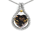 Genuine Heart Shape 10mm Smoky Quartz Pendant Necklace