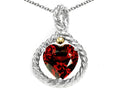 Genuine Heart Shape 10mm Garnet Pendant Necklace