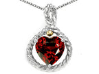 Genuine Heart Shape 10mm Garnet Pendant Necklace