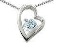 Star K™ 7mm Genuine Round Aquamarine Heart Pendant Necklace