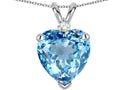 Star K™ Genuine 8mm Light Sky Blue Topaz Heart Pendant Necklace