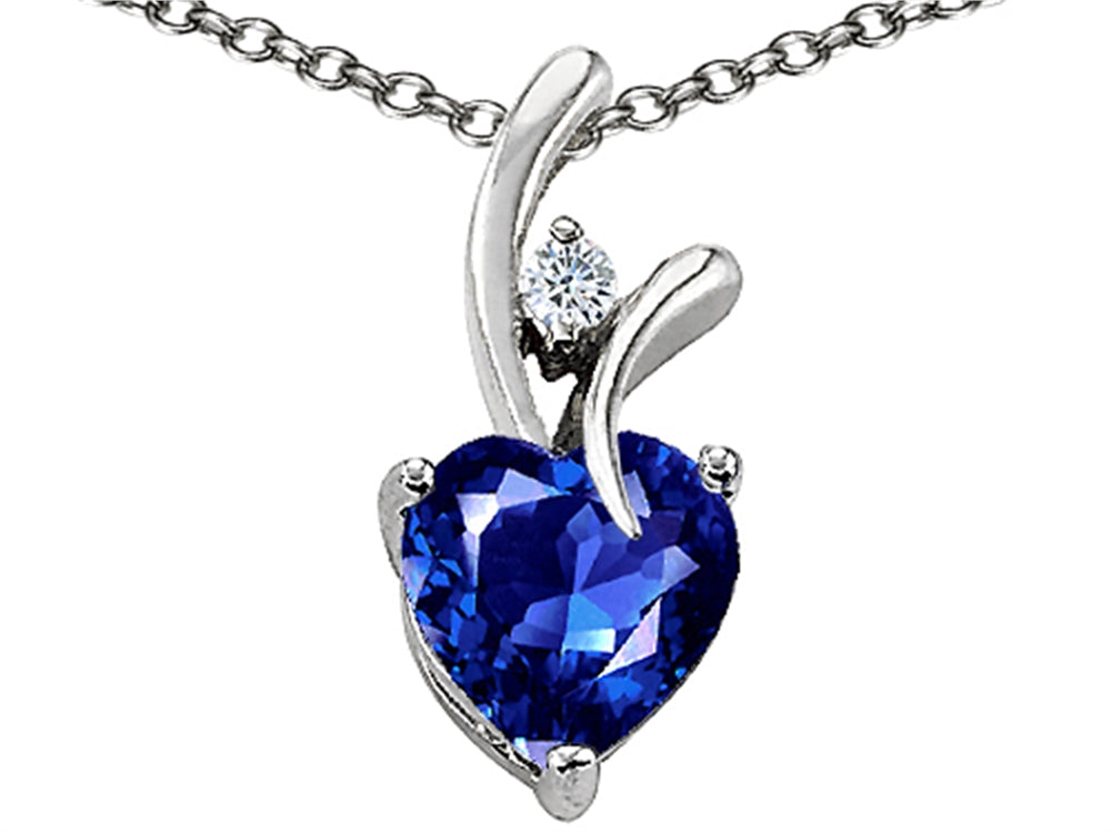 Star K™ Created Heart Shaped Sapphire Pendant Necklace