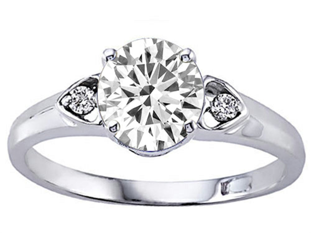 Tommaso Design Round 7mm Genuine White Topaz s set in Engagement Ring