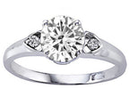 Tommaso Design Round 7mm Genuine White Topaz s set in Engagement Ring