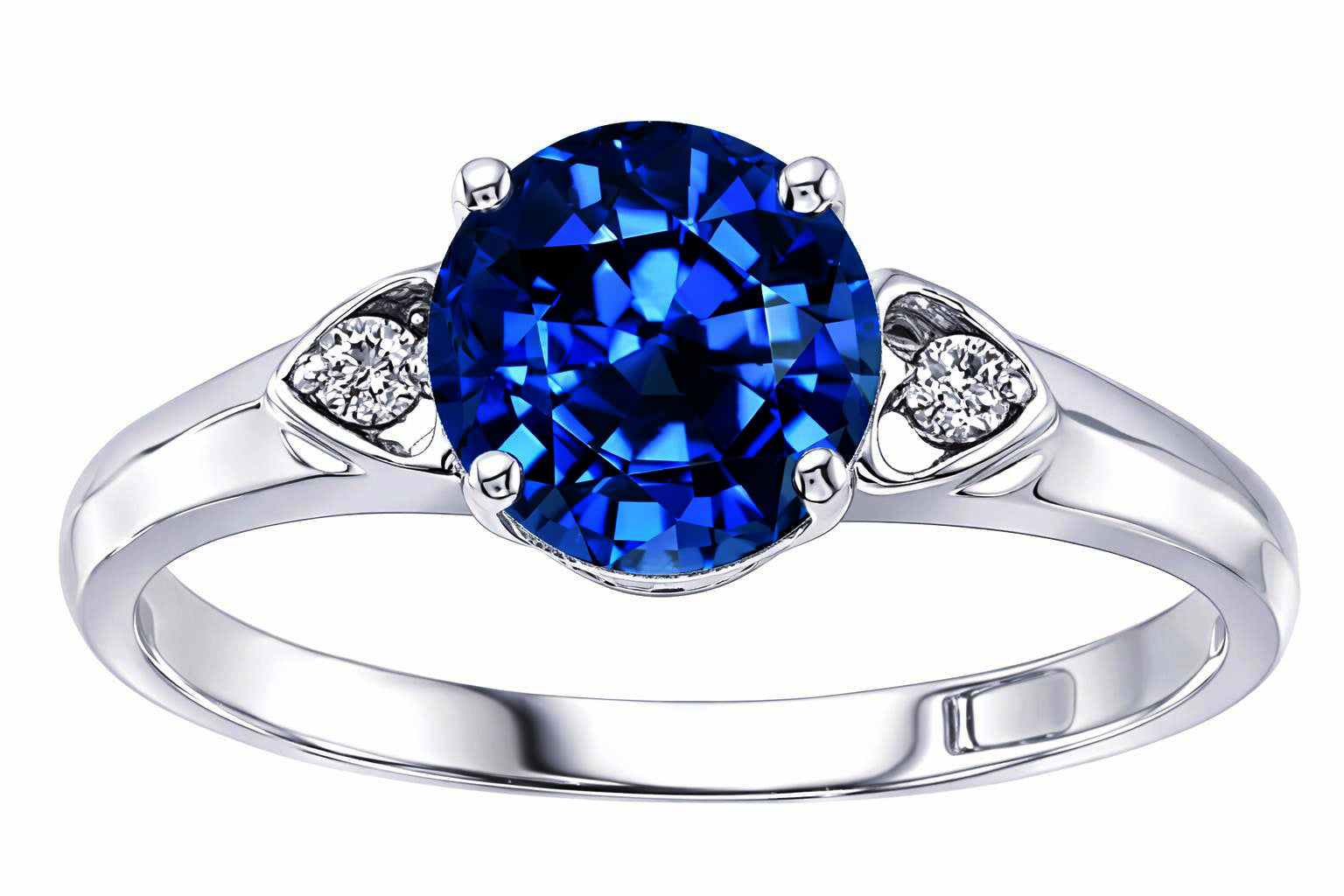 Star K Round 7mm Created Blue Sapphire Engagement Ring