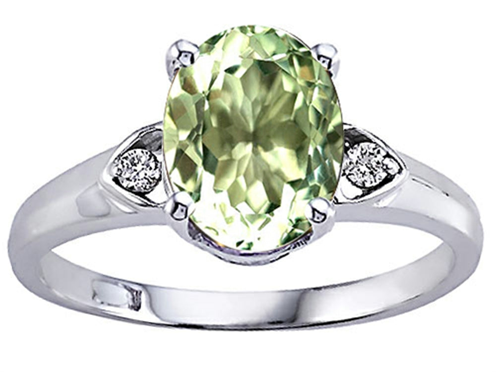 Tommaso Design Oval 9x7mm Green Amethyst Engagement Ring