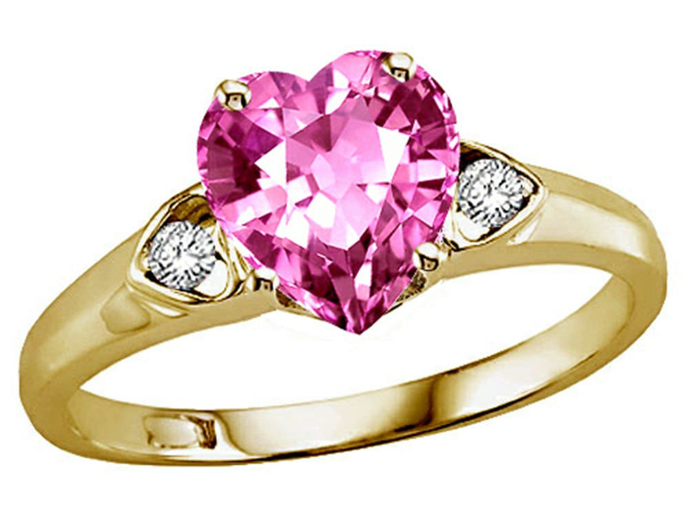 Tommaso Design Heart Shape 8mm Created Pink Sapphire Ring